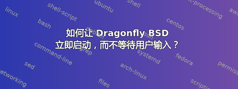 如何让 Dragonfly BSD 立即启动，而不等待用户输入？