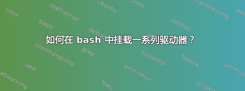 如何在 bash 中挂载一系列驱动器？