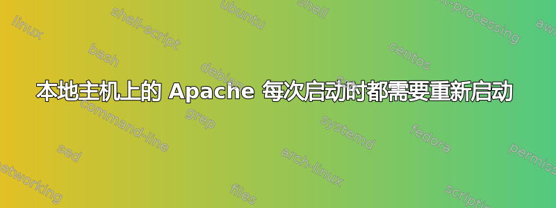 本地主机上的 Apache 每次启动时都需要重新启动