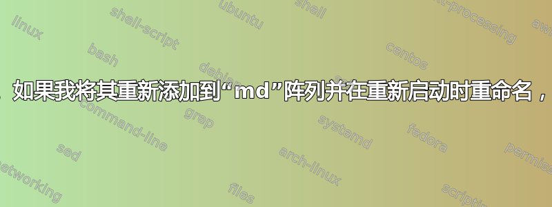 热插拔驱动器有了新名称。如果我将其重新添加到“md”阵列并在重新启动时重命名，该阵列还能正常工作吗？