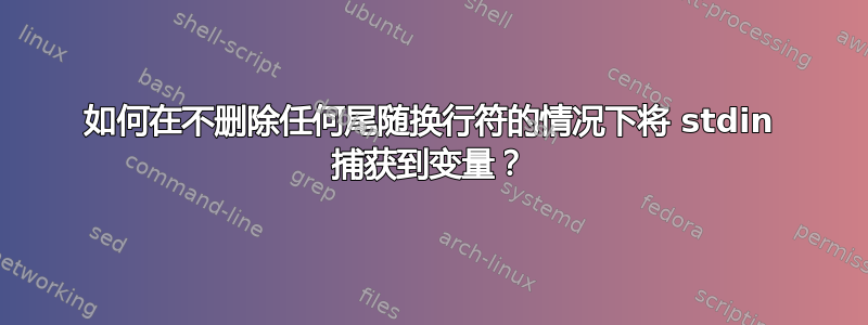 如何在不删除任何尾随换行符的情况下将 stdin 捕获到变量？