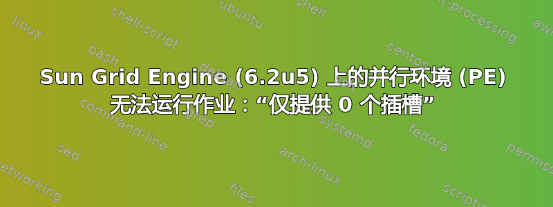 Sun Grid Engine (6.2u5) 上的并行环境 (PE) 无法运行作业：“仅提供 0 个插槽”