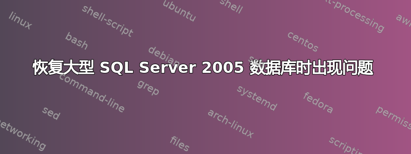 恢复大型 SQL Server 2005 数据库时出现问题