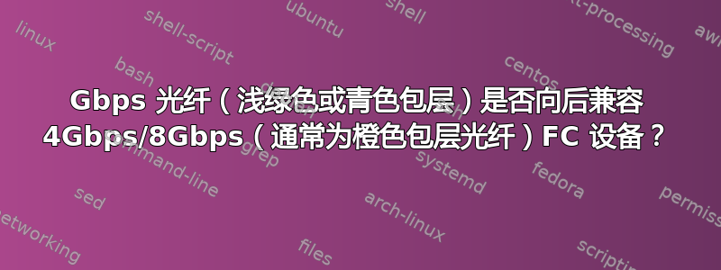 10Gbps 光纤（浅绿色或青色包层）是否向后兼容 4Gbps/8Gbps（通常为橙色包层光纤）FC 设备？