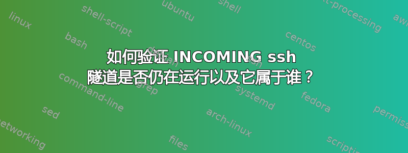 如何验证 INCOMING ssh 隧道是否仍在运行以及它属于谁？