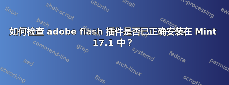 如何检查 adobe flash 插件是否已正确安装在 Mint 17.1 中？