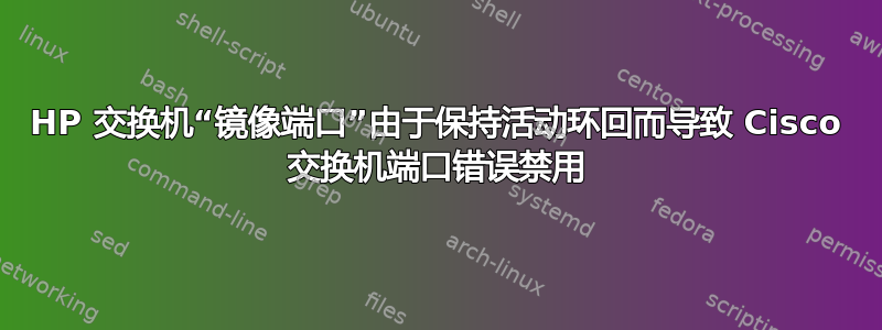 HP 交换机“镜像端口”由于保持活动环回而导致 Cisco 交换机端口错误禁用