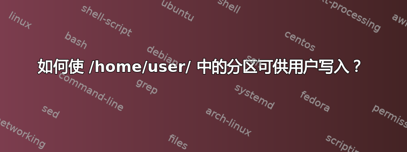 如何使 /home/user/ 中的分区可供用户写入？