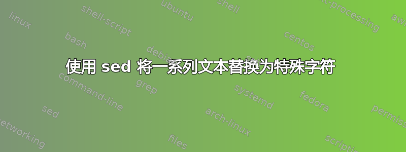 使用 sed 将一系列文本替换为特殊字符