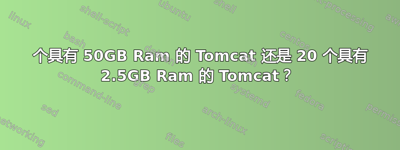 1 个具有 50GB Ram 的 Tomcat 还是 20 个具有 2.5GB Ram 的 Tomcat？