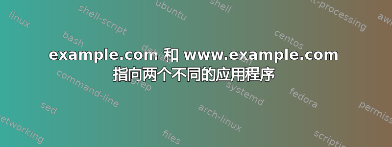 example.com 和 www.example.com 指向两个不同的应用程序