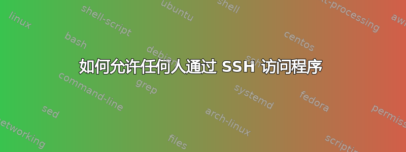 如何允许任何人通过 SSH 访问程序