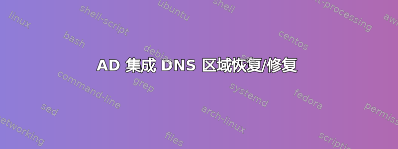 AD 集成 DNS 区域恢复/修复