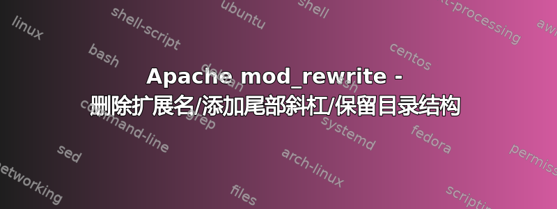 Apache mod_rewrite - 删除扩展名/添加尾部斜杠/保留目录结构