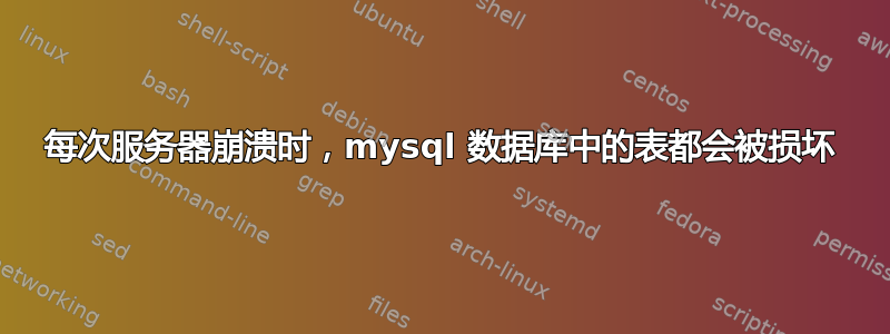 每次服务器崩溃时，mysql 数据库中的表都会被损坏