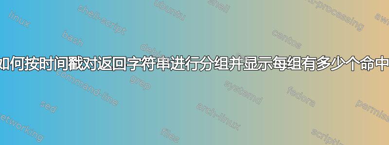 如何按时间戳对返回字符串进行分组并显示每组有多少个命中