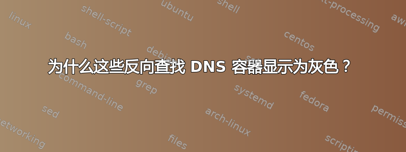 为什么这些反向查找 DNS 容器显示为灰色？