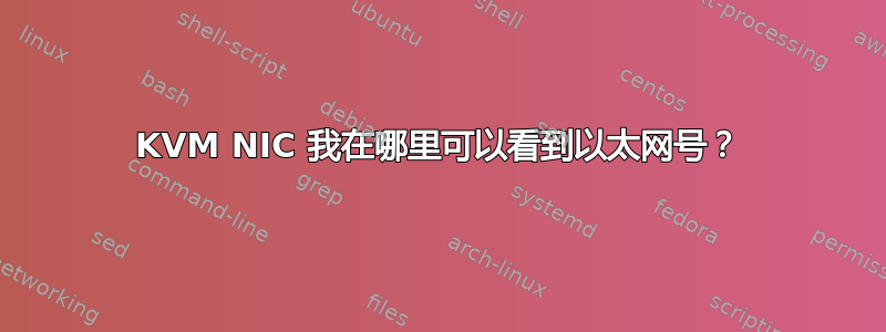 KVM NIC 我在哪里可以看到以太网号？