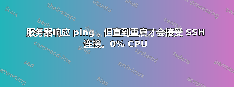 服务器响应 ping，但直到重启才会接受 SSH 连接。0% CPU