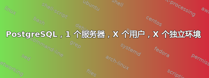 PostgreSQL，1 个服务器，X 个用户，X 个独立环境