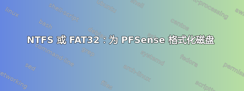 NTFS 或 FAT32：为 PFSense 格式化磁盘