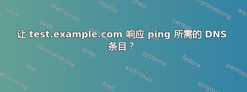 让 test.example.com 响应 ping 所需的 DNS 条目？