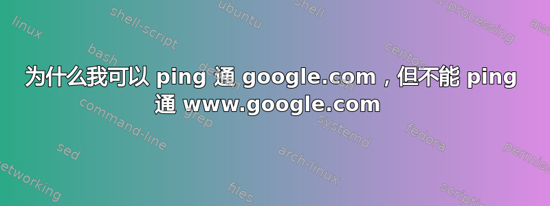 为什么我可以 ping 通 google.com，但不能 ping 通 www.google.com 