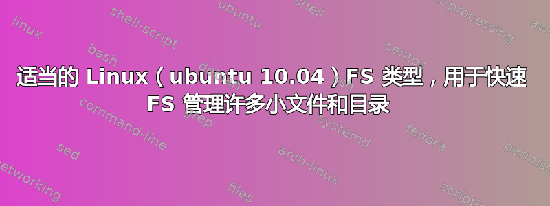 适当的 Linux（ubuntu 10.04）FS 类型，用于快速 FS 管理许多小文件和目录 