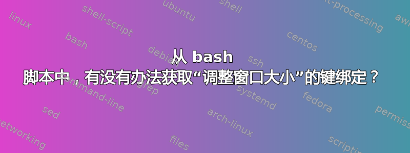 从 bash 脚本中，有没有办法获取“调整窗口大小”的键绑定？