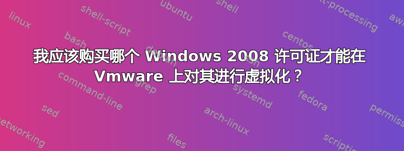 我应该购买哪个 Windows 2008 许可证才能在 Vmware 上对其进行虚拟化？