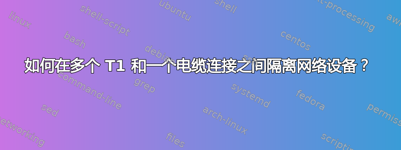 如何在多个 T1 和一个电缆连接之间隔离网络设备？