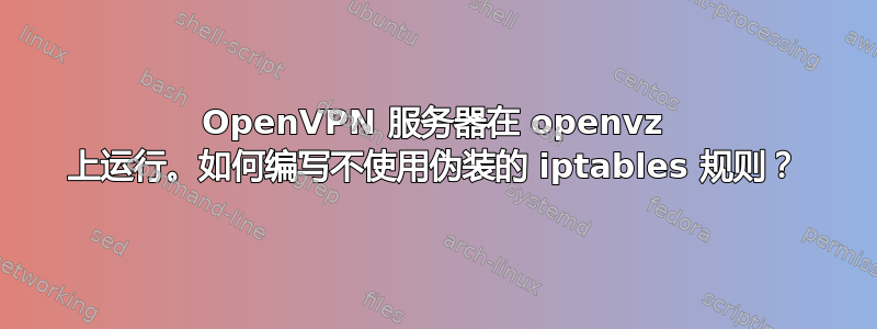 OpenVPN 服务器在 openvz 上运行。如何编写不使用伪装的 iptables 规则？