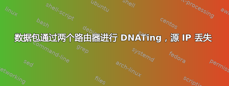 数据包通过两个路由器进行 DNATing，源 IP 丢失