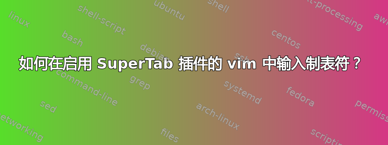 如何在启用 SuperTab 插件的 vim 中输入制表符？