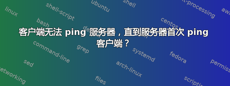 客户端无法 ping 服务器，直到服务器首次 ping 客户端？