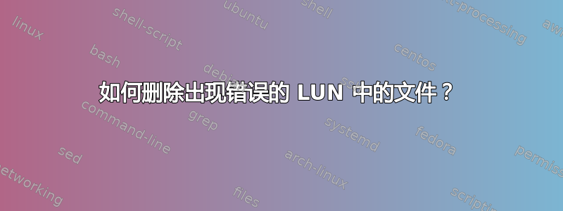 如何删除出现错误的 LUN 中的文件？