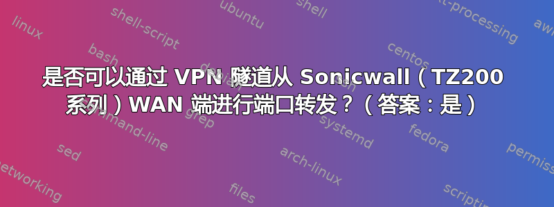 是否可以通过 VPN 隧道从 Sonicwall（TZ200 系列）WAN 端进行端口转发？（答案：是）