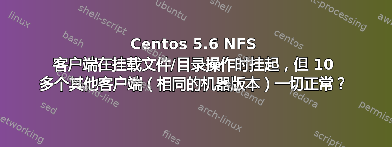 Centos 5.6 NFS 客户端在挂载文件/目录操作时挂起，但 10 多个其他客户端（相同的机器版本）一切正常？