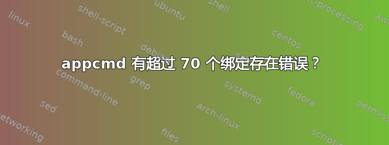 appcmd 有超过 70 个绑定存在错误？