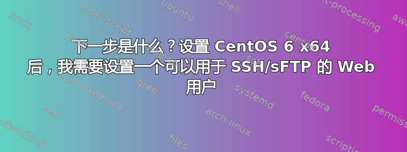 下一步是什么？设置 CentOS 6 x64 后，我需要设置一个可以用于 SSH/sFTP 的 Web 用户