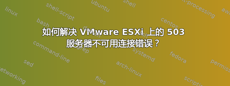 如何解决 VMware ESXi 上的 503 服务器不可用连接错误？