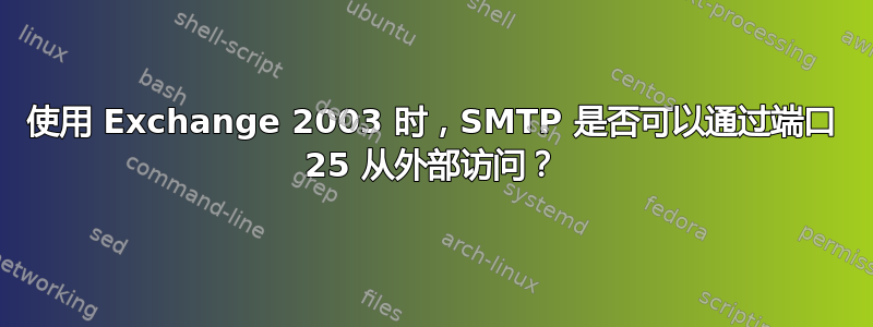 使用 Exchange 2003 时，SMTP 是否可以通过端口 25 从外部访问？