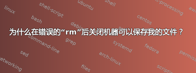 为什么在错误的“rm”后关闭机器可以保存我的文件？