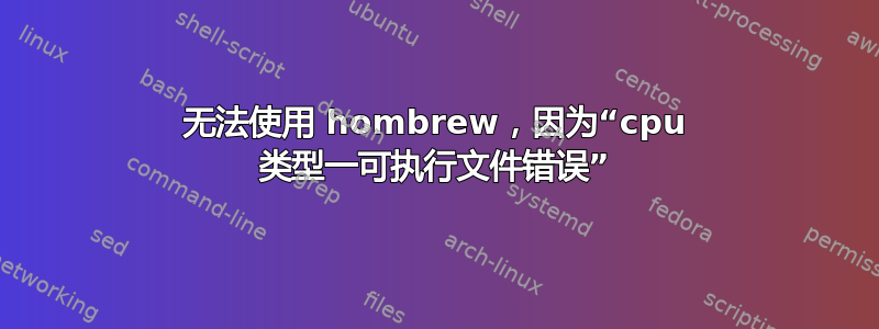 无法使用 hombrew，因为“cpu 类型一可执行文件错误”