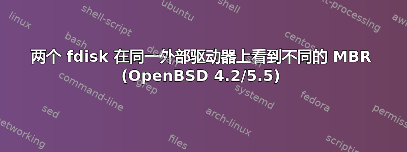 两个 fdisk 在同一外部驱动器上看到不同的 MBR (OpenBSD 4.2/5.5)