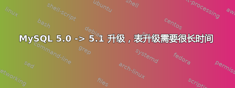 MySQL 5.0 -> 5.1 升级，表升级需要很长时间