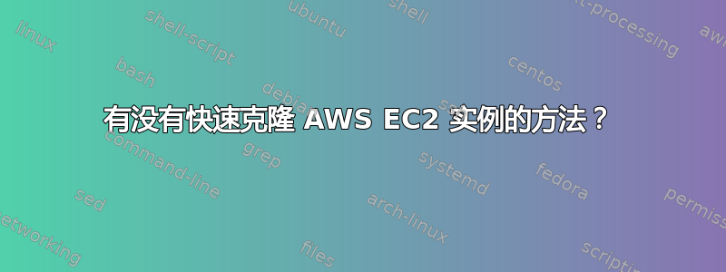 有没有快速克隆 AWS EC2 实例的方法？