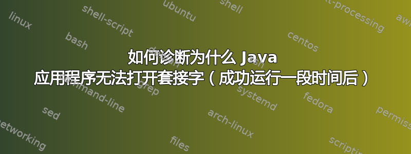 如何诊断为什么 Java 应用程序无法打开套接字（成功运行一段时间后）