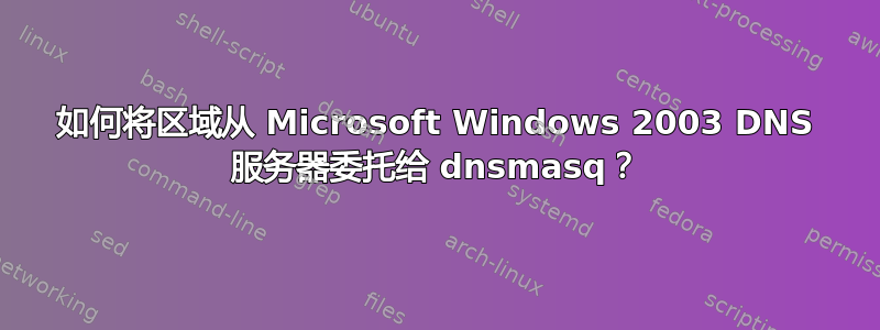 如何将区域从 Microsoft Windows 2003 DNS 服务器委托给 dnsmasq？