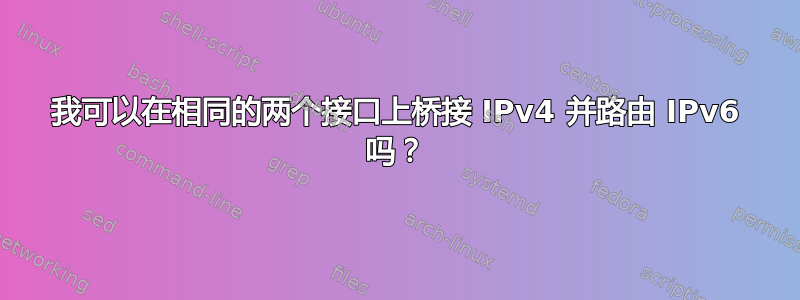 我可以在相同的两个接口上桥接 IPv4 并路由 IPv6 吗？